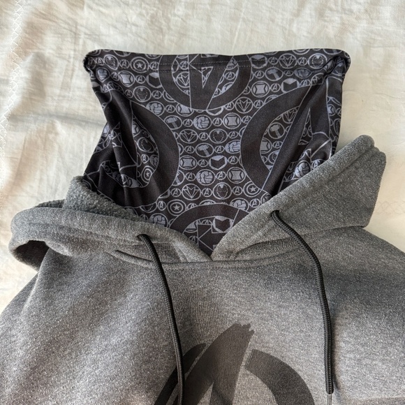 Marvel Avengers Gray Graphic Design Pullover Fleece Face Mask Hoodie Small - Picture 7 of 14
